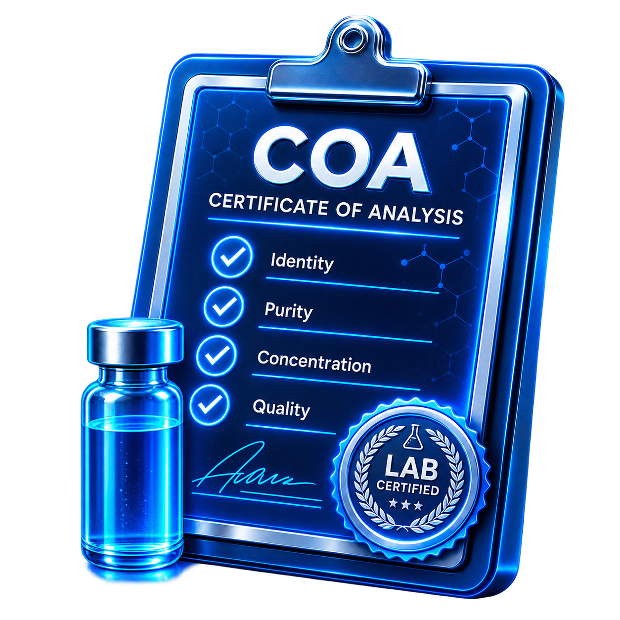 Blue HPLC-UV purity analysis icon for peptide testing
