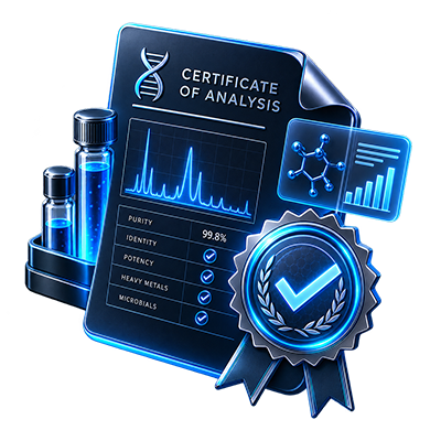 Blue HPLC-UV purity analysis icon for peptide testing